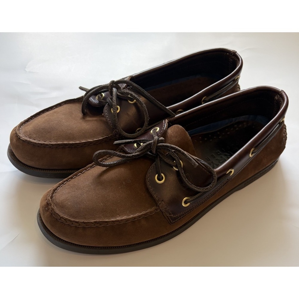 Sperry Top-Sider Boat Shoes Mens 12 Brown Authentic Original 2-eye Leather Suede